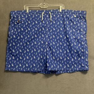 Polo Ralph Lauren Swim Shorts Sailboat Print Mesh Lined Drawstring Mens 3XB Blue